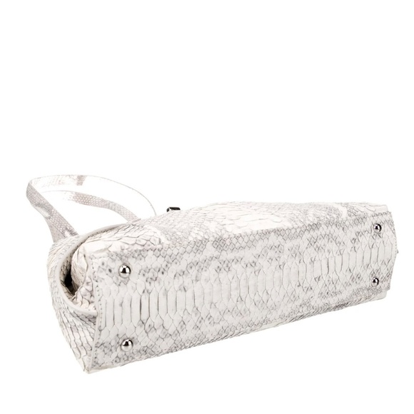 Akris AI Small White and Grey Colored Phyton Suede Messenger Bag - Picture 5 of 8